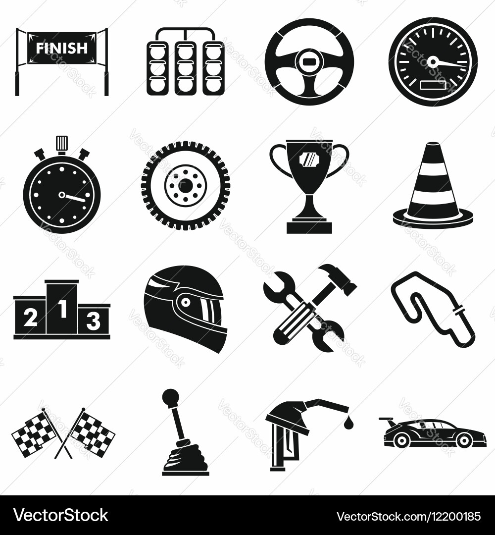 Racing speed icons set simple style Royalty Free Vector