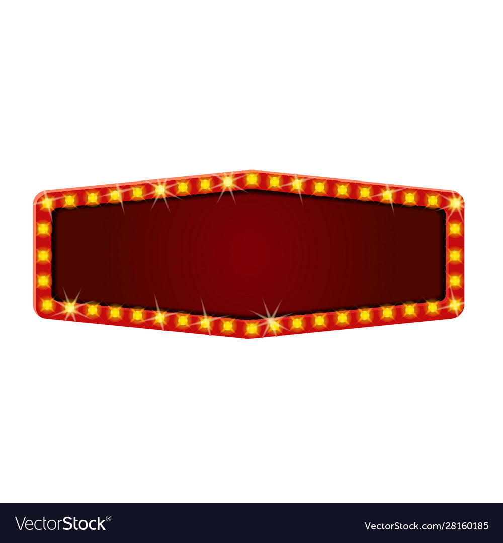 Red retro frame with glowing lamps template Vector Image