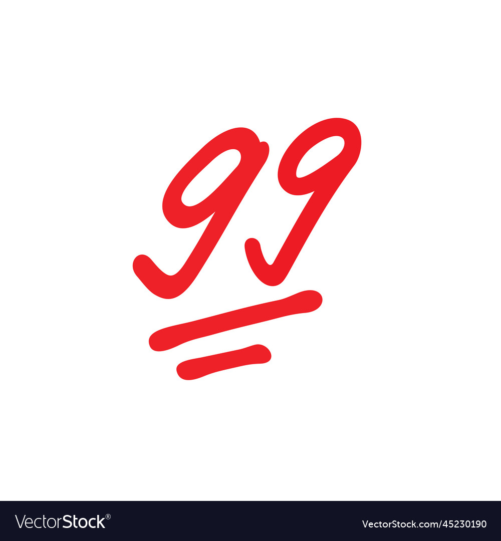 99 point test score ninety nine points grade Vector Image