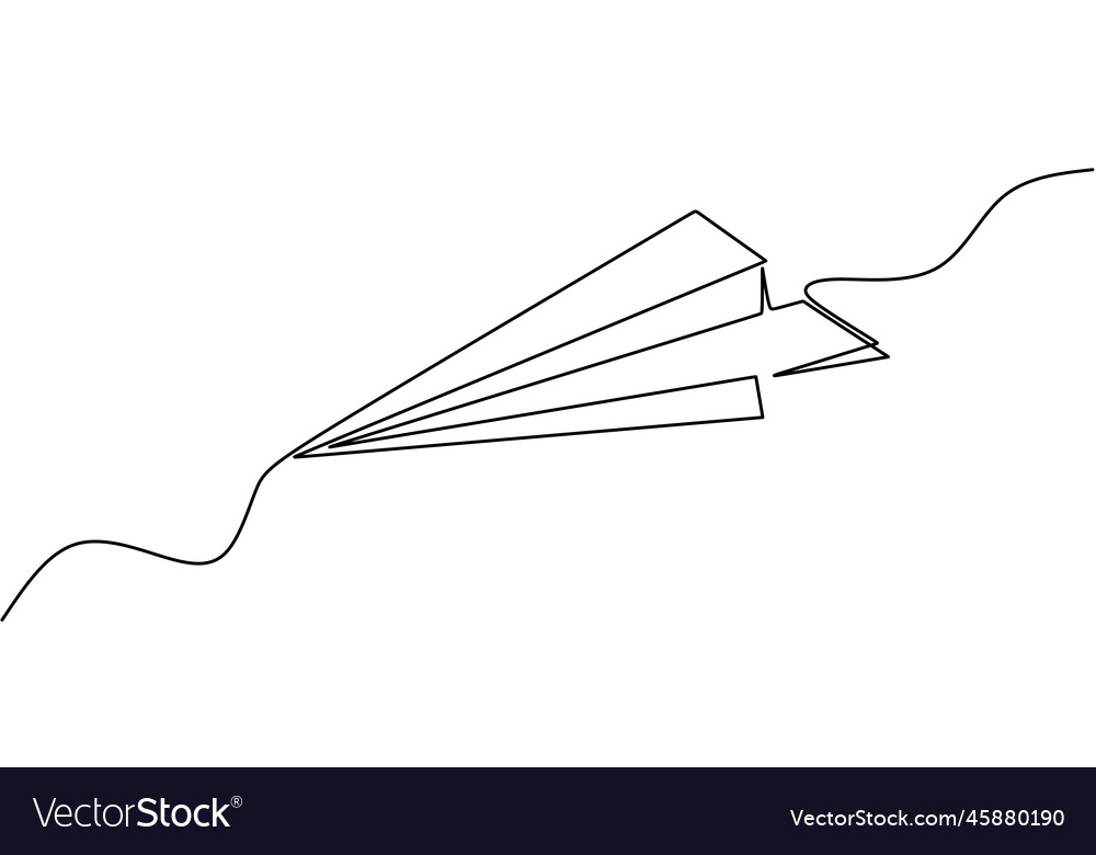 Paper Plane Continuous One Line Drawing Royalty Free Vector