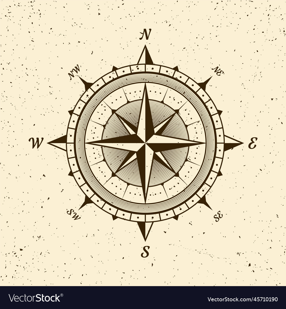 Vintage Marine Wind Rose Nautical Chart Royalty Free Vector