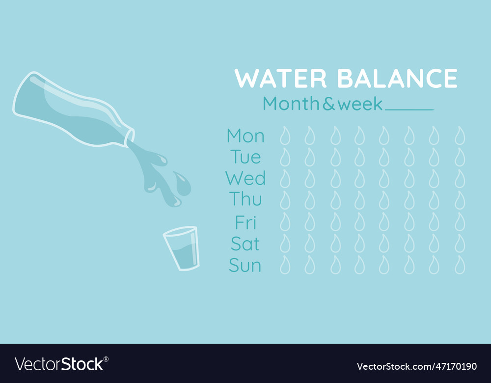 Water tracker balance calendar Royalty Free Vector Image Water tracker balance calendar Royalty Free Vector Image