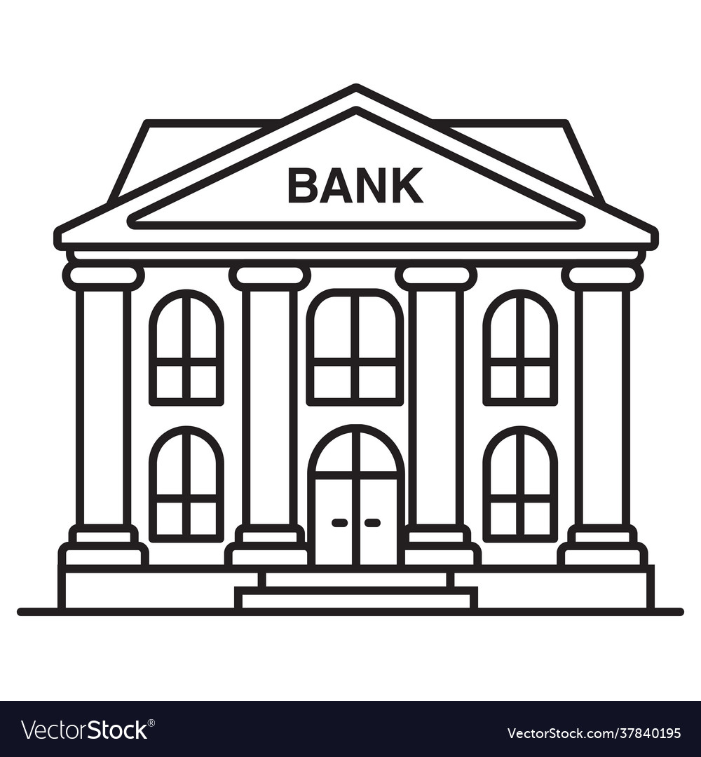 Bank icon building with columns outline Royalty Free Vector