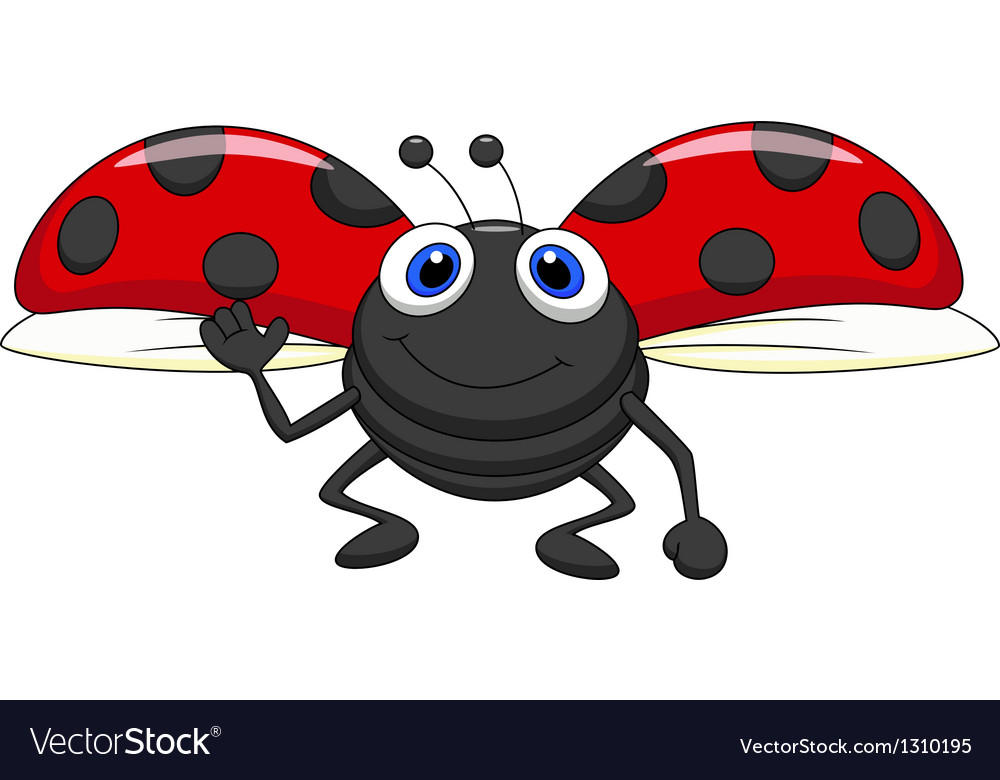 Cute ladybug cartoon flying Royalty Free Vector Image