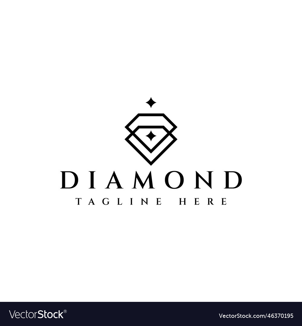 Double diamond with stars logo design Royalty Free Vector