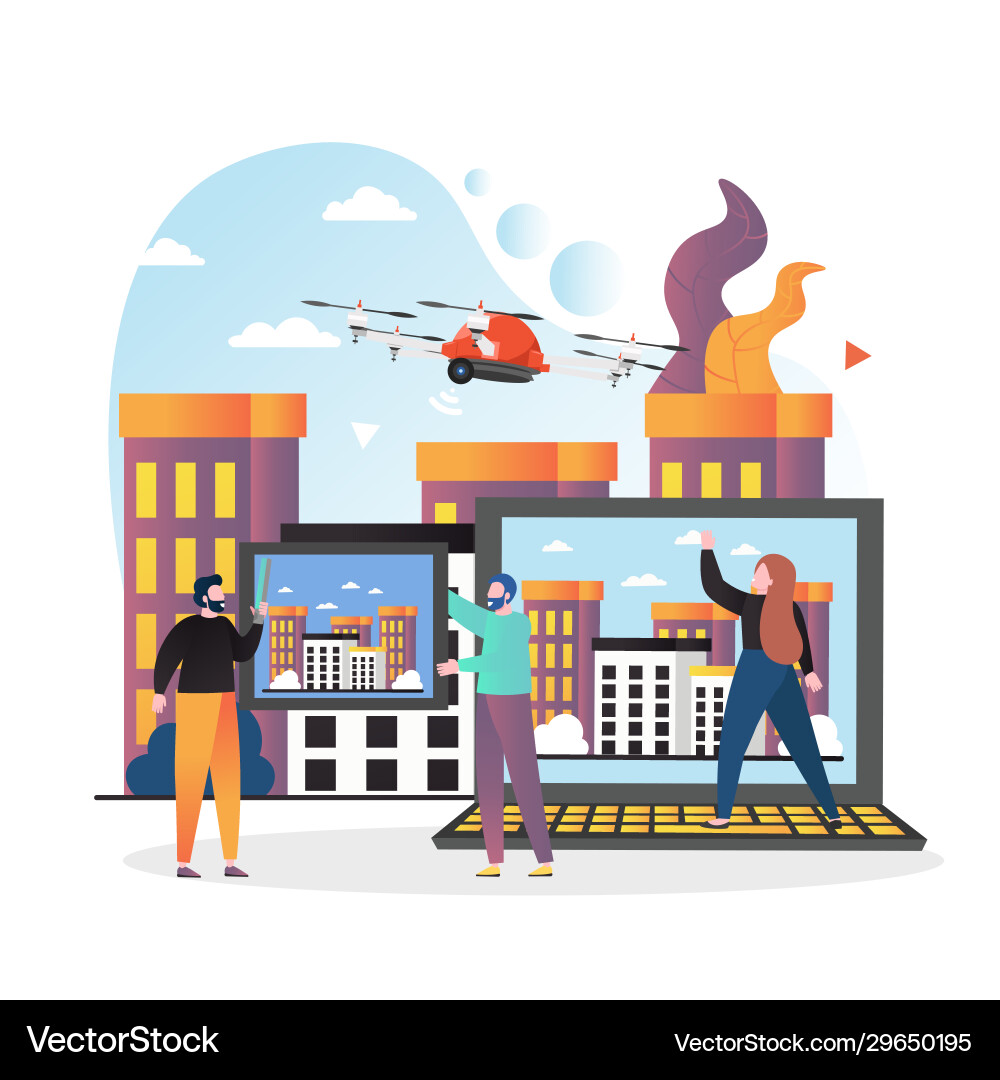 Drone technology concept for web banner Royalty Free Vector