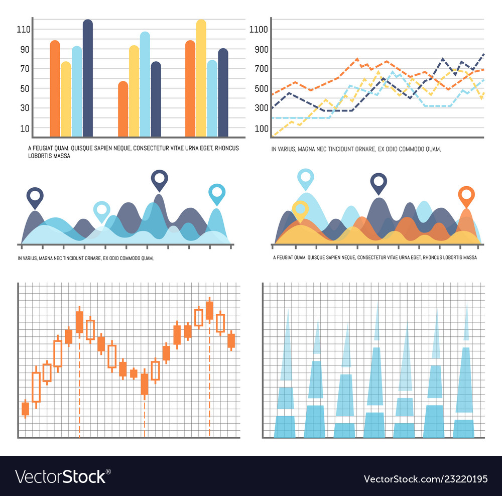 Flowcharts business diagrams and charts info Vector Image