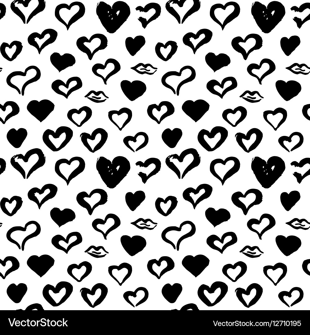 Hearts hand drawn seamless pattern Royalty Free Vector Image