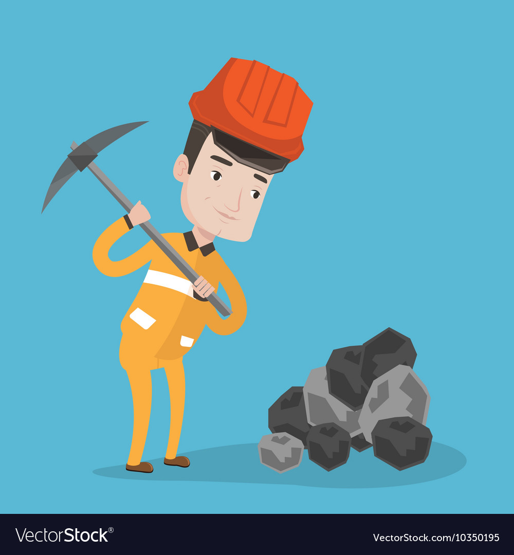 Miner working with pickaxe Royalty Free Vector Image