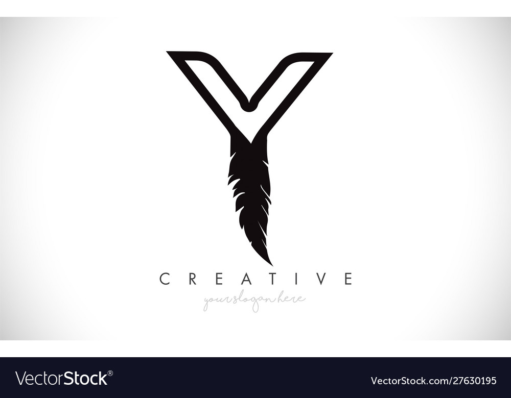 Y Feather Letter Logo Icon Design With Feather Vector Image