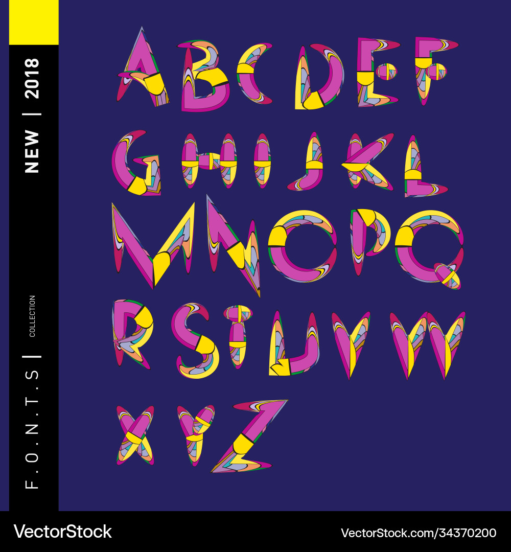 Abstract colorful font and alphabet Royalty Free Vector