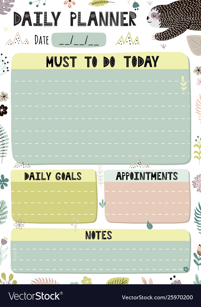 Premium Vector  Cute daily planner template