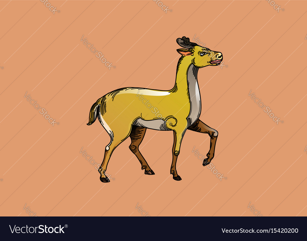 Golden deer character Royalty Free Vector Image Golden deer character Royalty Free Vector Image