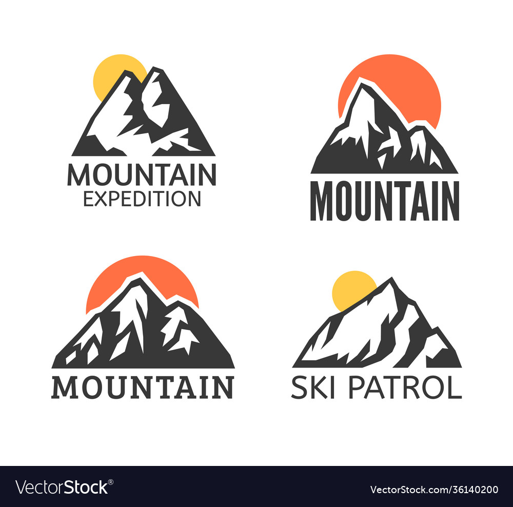 Hand drawn mountain isolated ski resort logo Vector Image