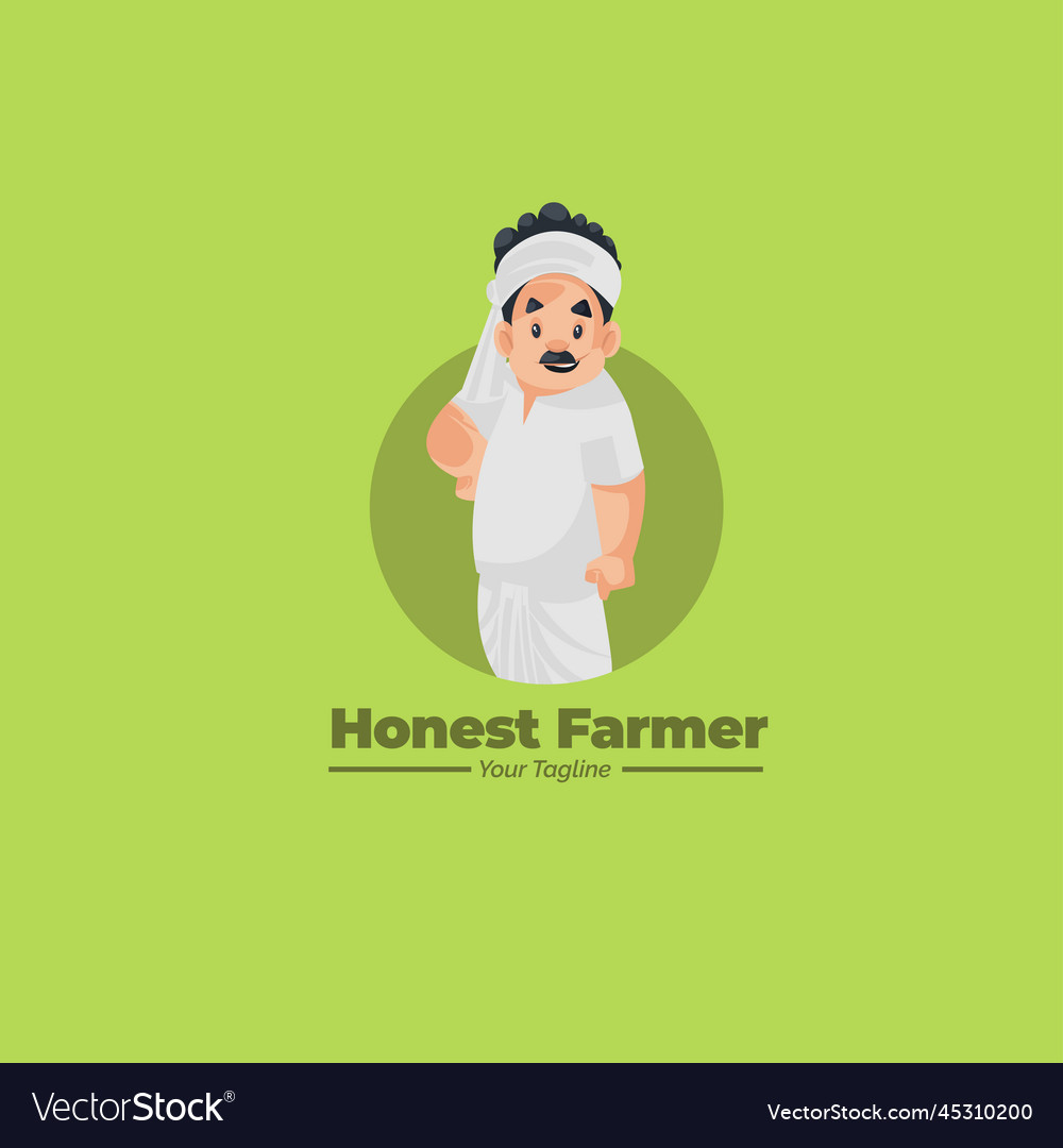 Honest Farmer Mascot Logo Royalty Free Vector Image