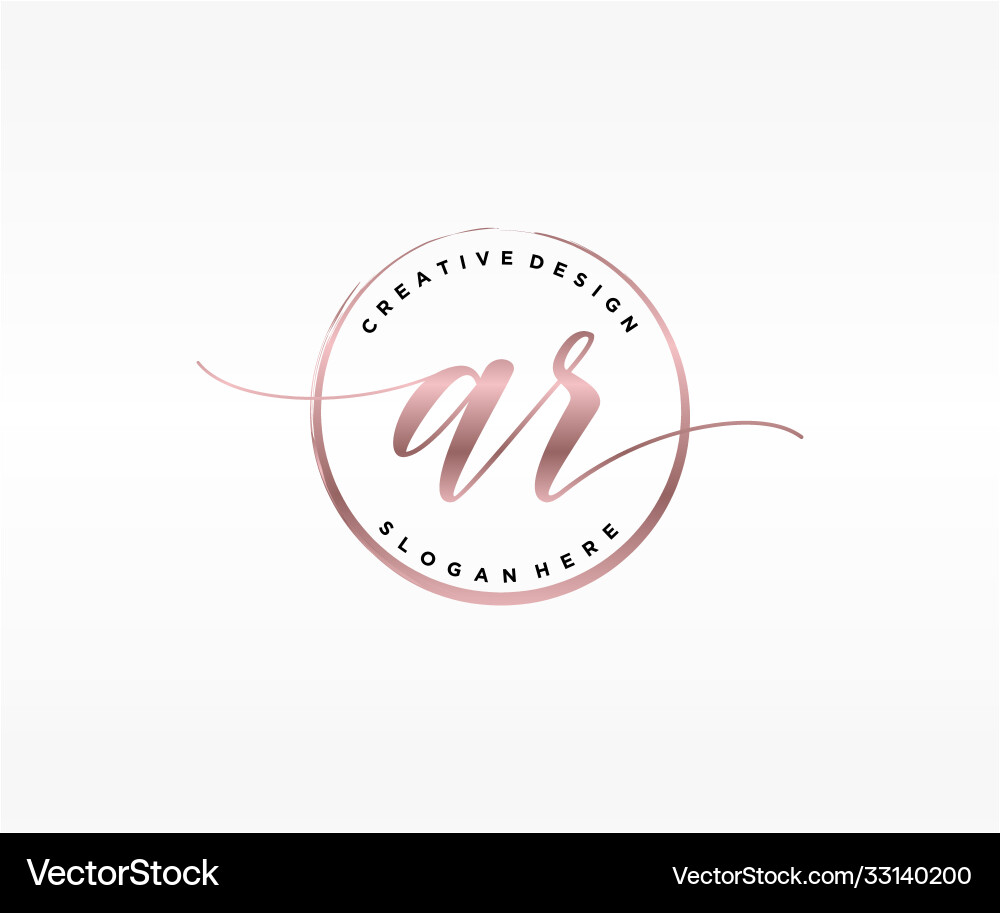 Initial ar handwriting logo with circle template Vector Image