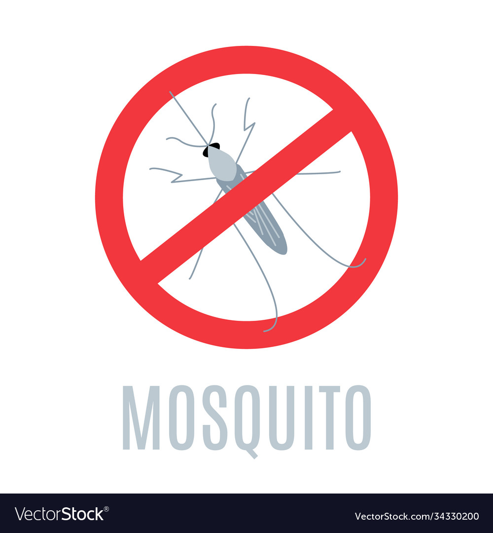 Red prohibition stop sign with crossed mosquito Vector Image