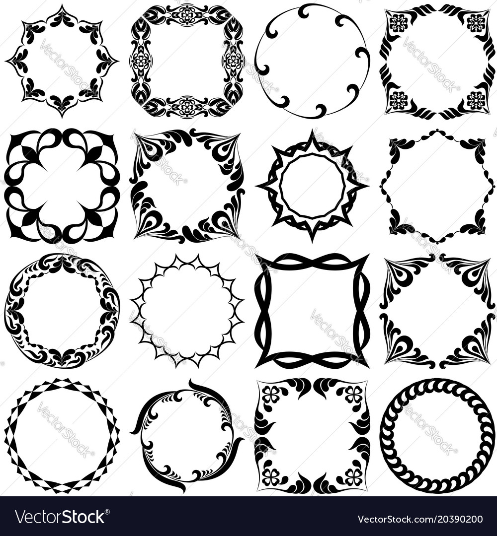 Set of pattern grafic frames black and white Vector Image