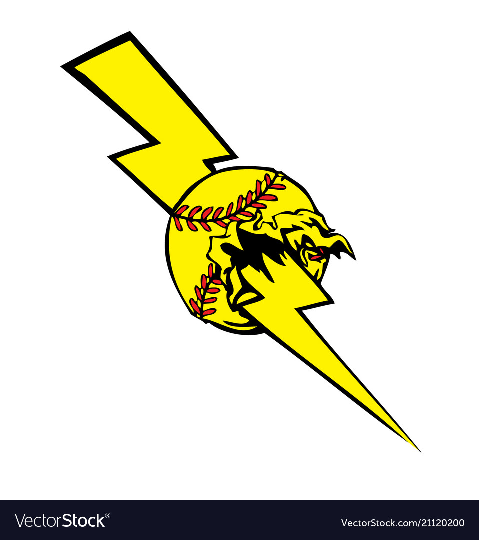 Softball lightening bolt Royalty Free Vector Image