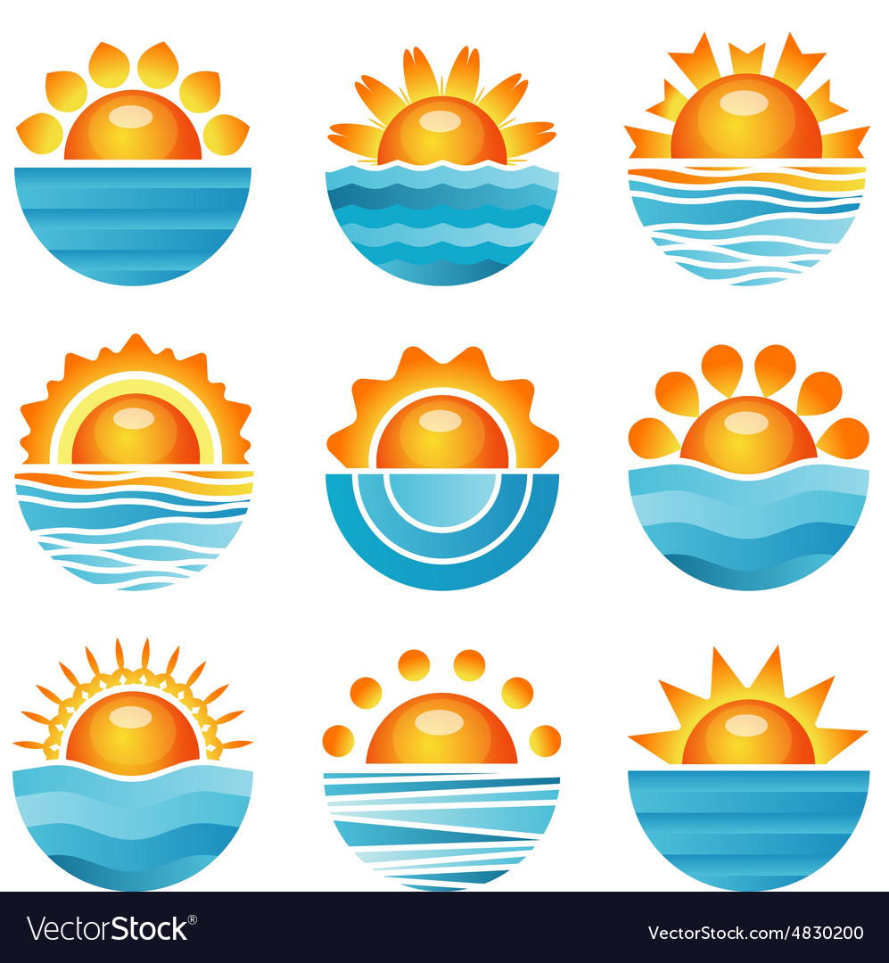 Sunset icons set Royalty Free Vector Image - VectorStock