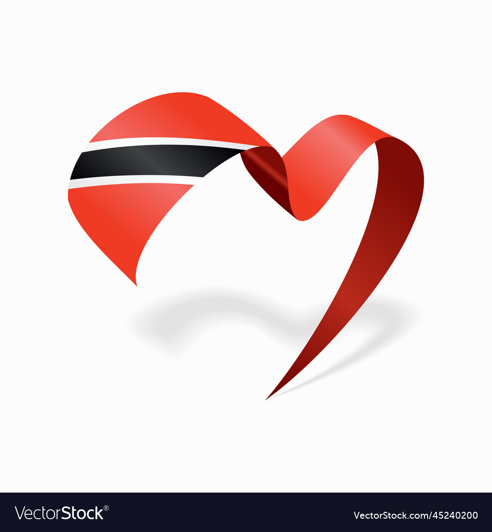 Trinidad And Tobago Flag Heart Shaped Wavy Ribbon Vector Image 1973