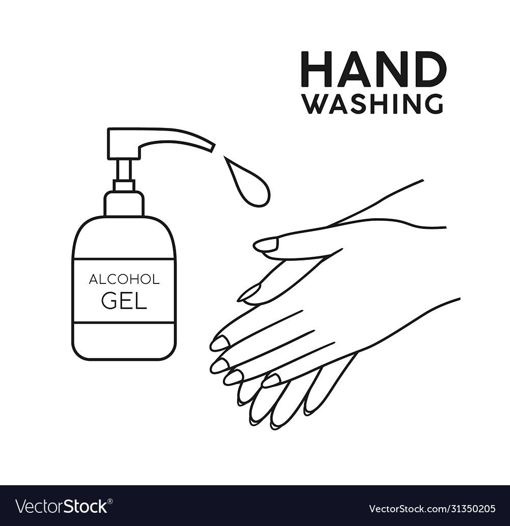 Alcohol ge hand washing symbol black and white Vector Image