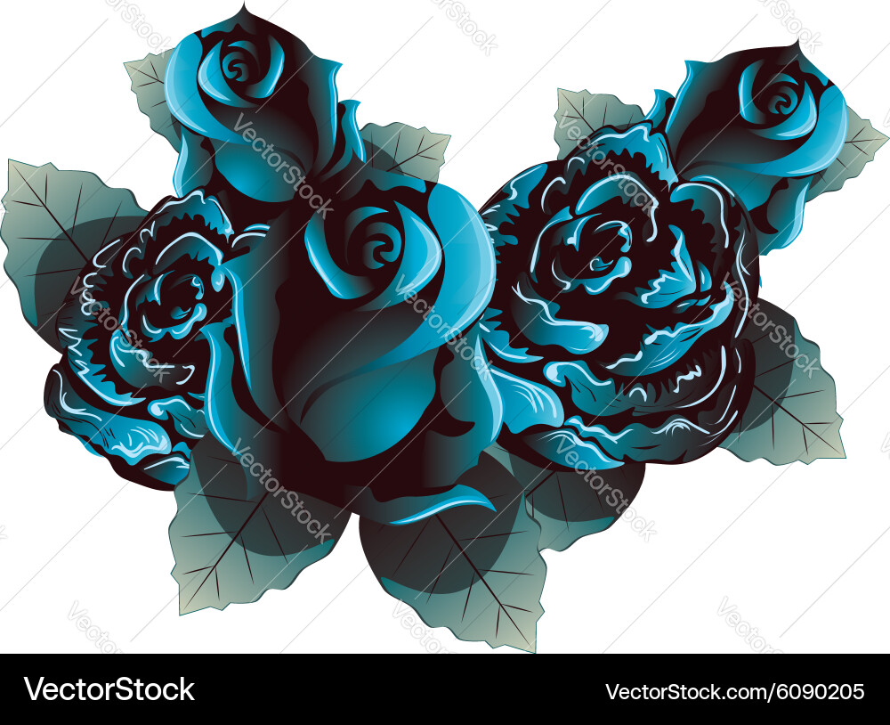 Blue roses2 Royalty Free Vector Image - VectorStock