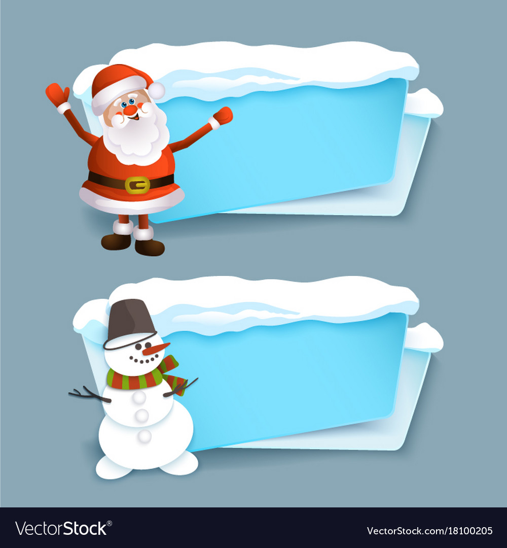 Cartoon realistic winter banner set Royalty Free Vector