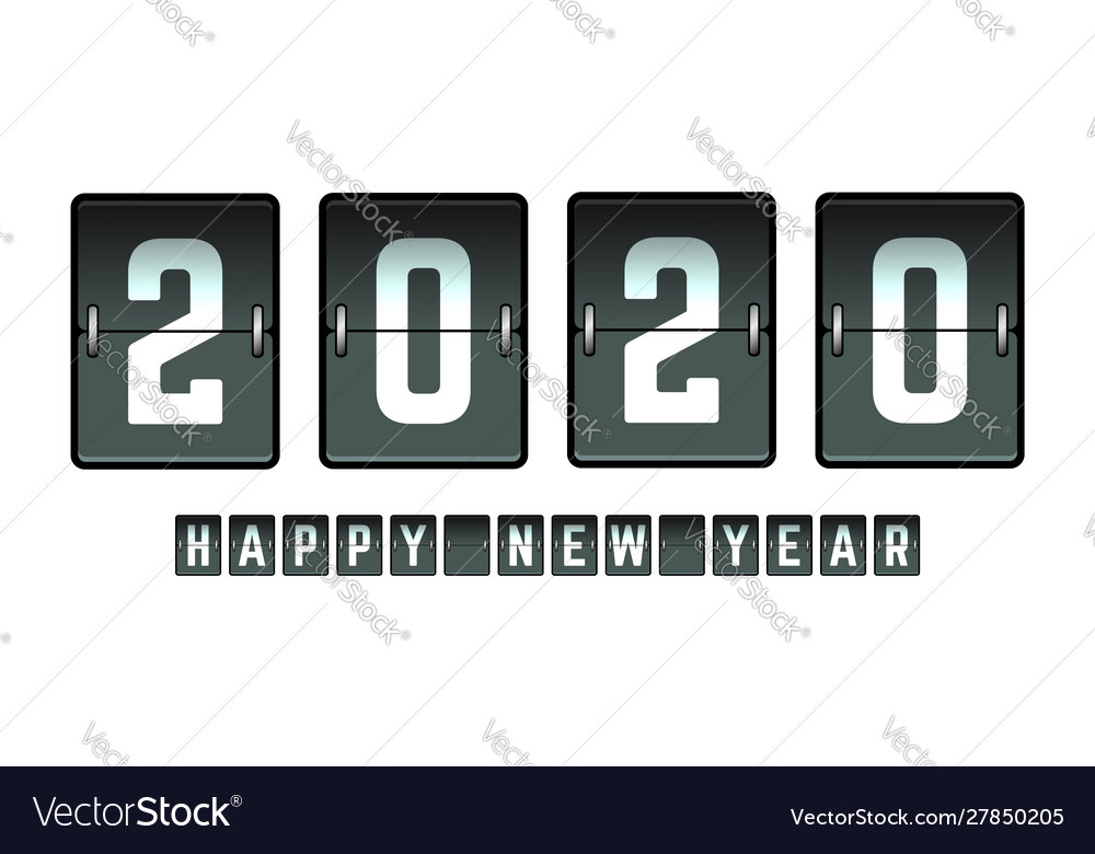 Happy new year 2020 flip board design for holiday Vector Image