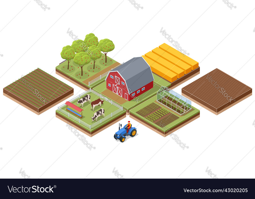 Isometric agricultural farm buildings windmill Vector Image