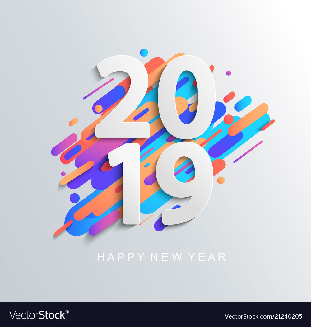 New year 2019 design card on modern background vector image New year 2019 design card on modern background
