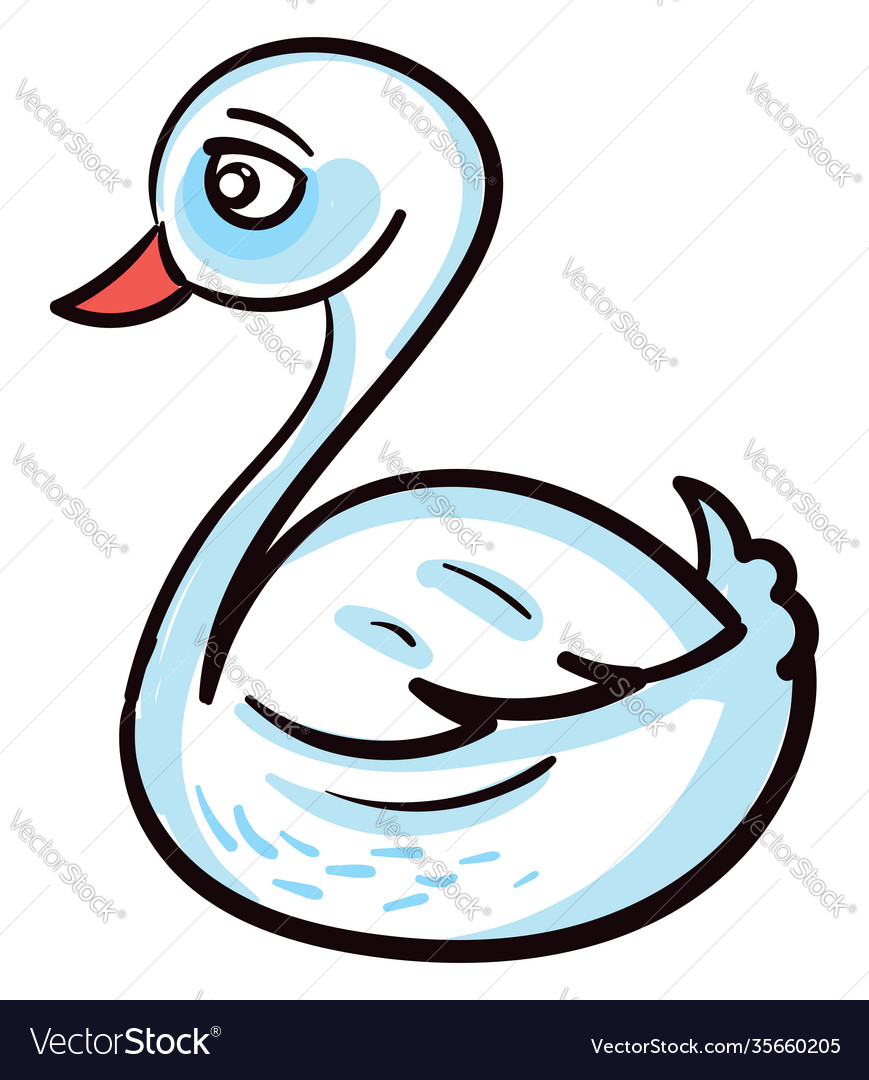 Sad swan on white background Royalty Free Vector Image