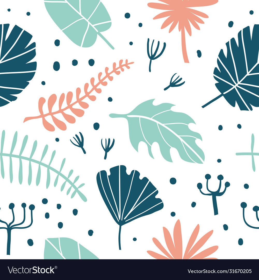 Seamless pattern with tropical leaves Royalty Free Vector