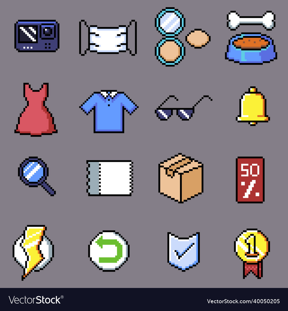 Shopping pixel icon Royalty Free Vector Image - VectorStock