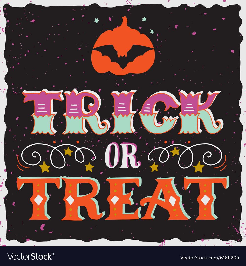 Trick or treat halloween poster with hand Vector Image