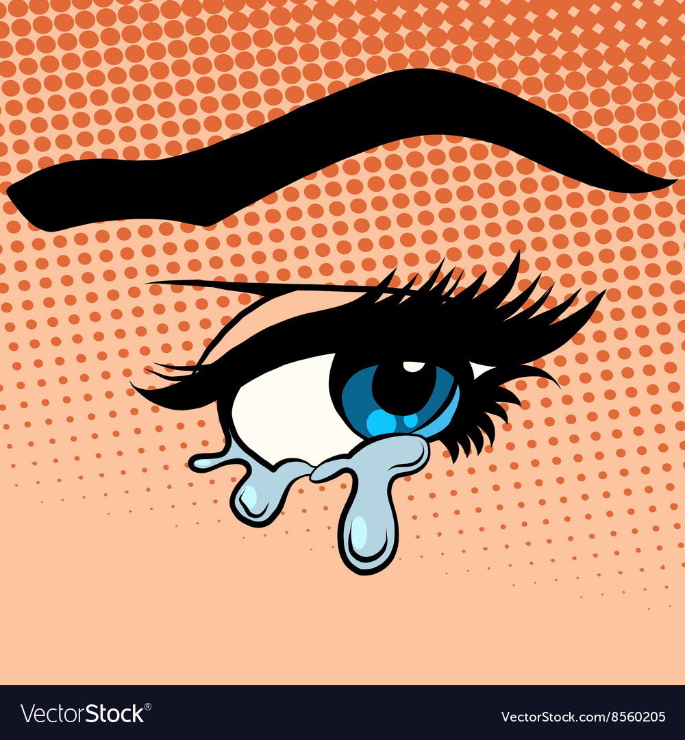 Woman eyes tears crying Royalty Free Vector Image