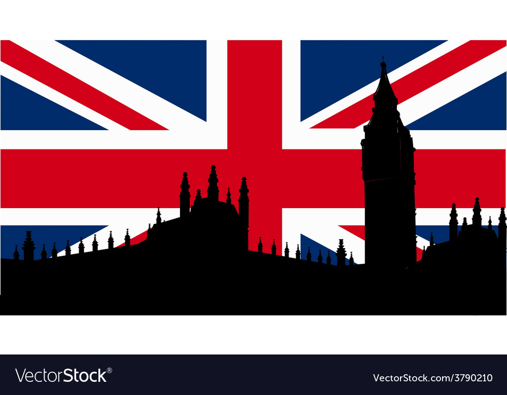 British design with big ben flag Royalty Free Vector Image