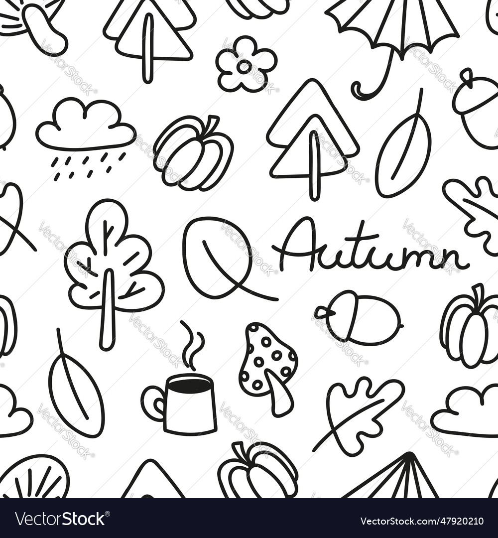 Childish autumn doodle seamless pattern Royalty Free Vector