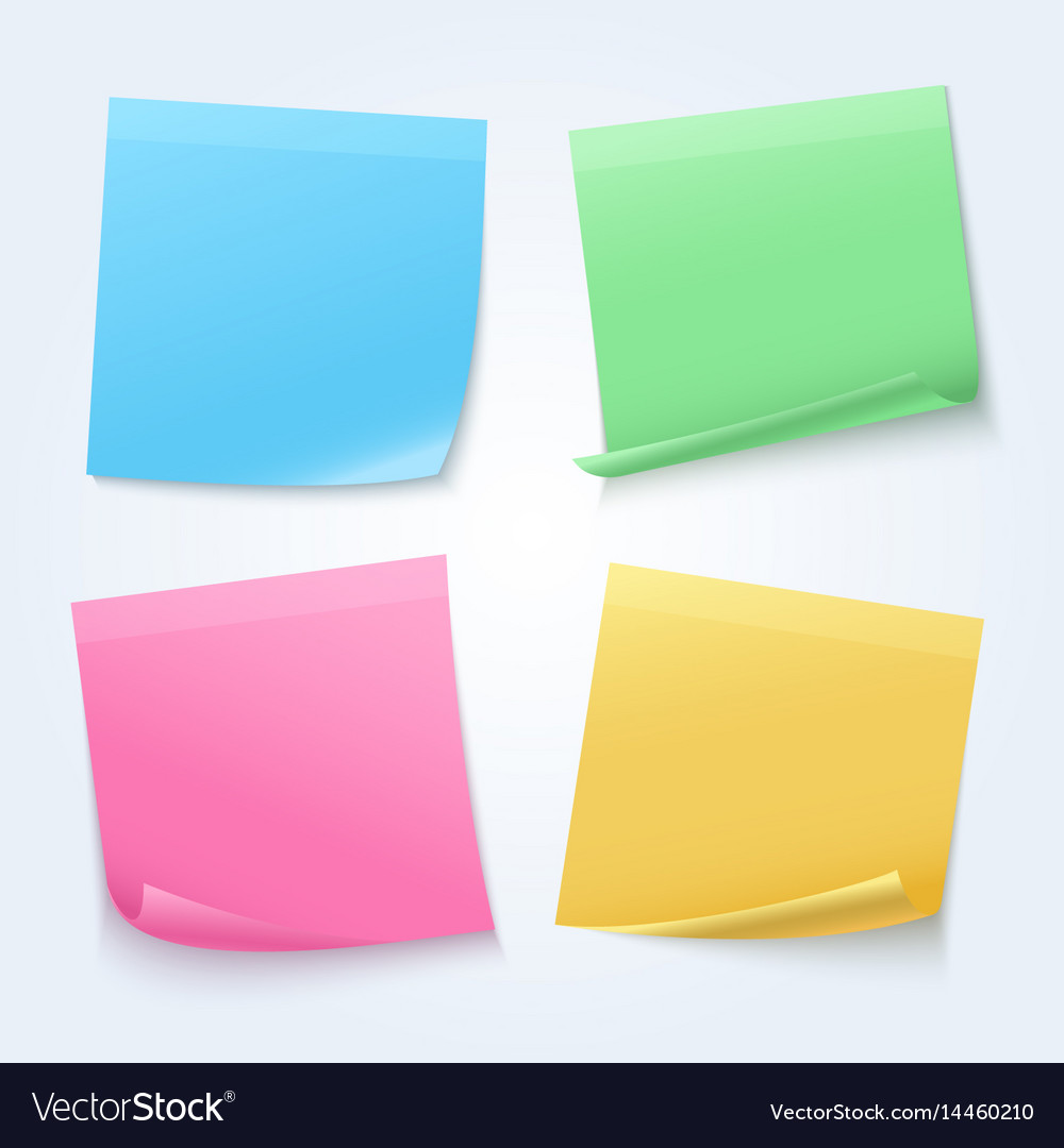 Color sheets sticky papers on announcement board Vector Image