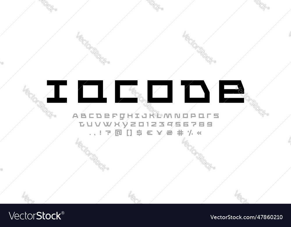 Digital techno font cyber future alphabet Vector Image