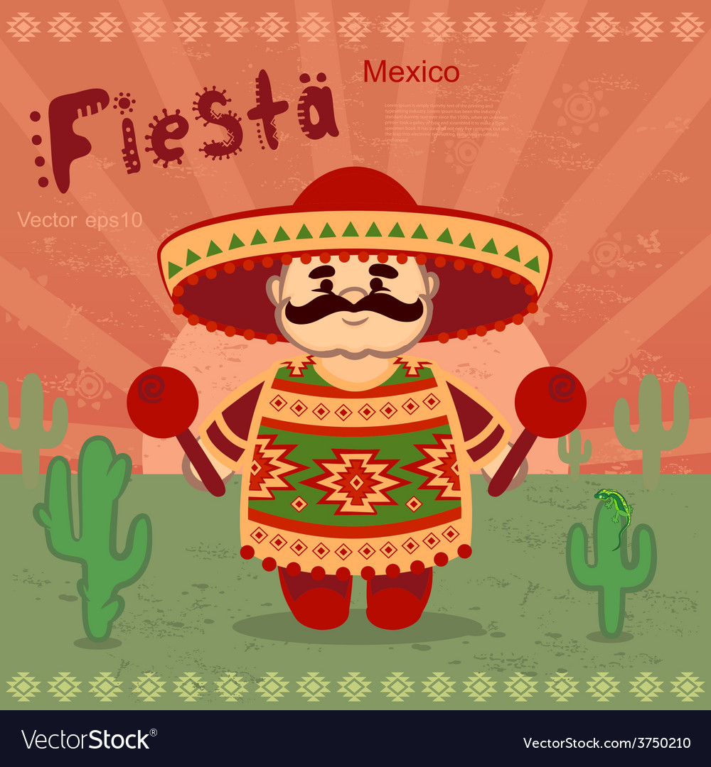 Mexican men on a retro background Royalty Free Vector Image