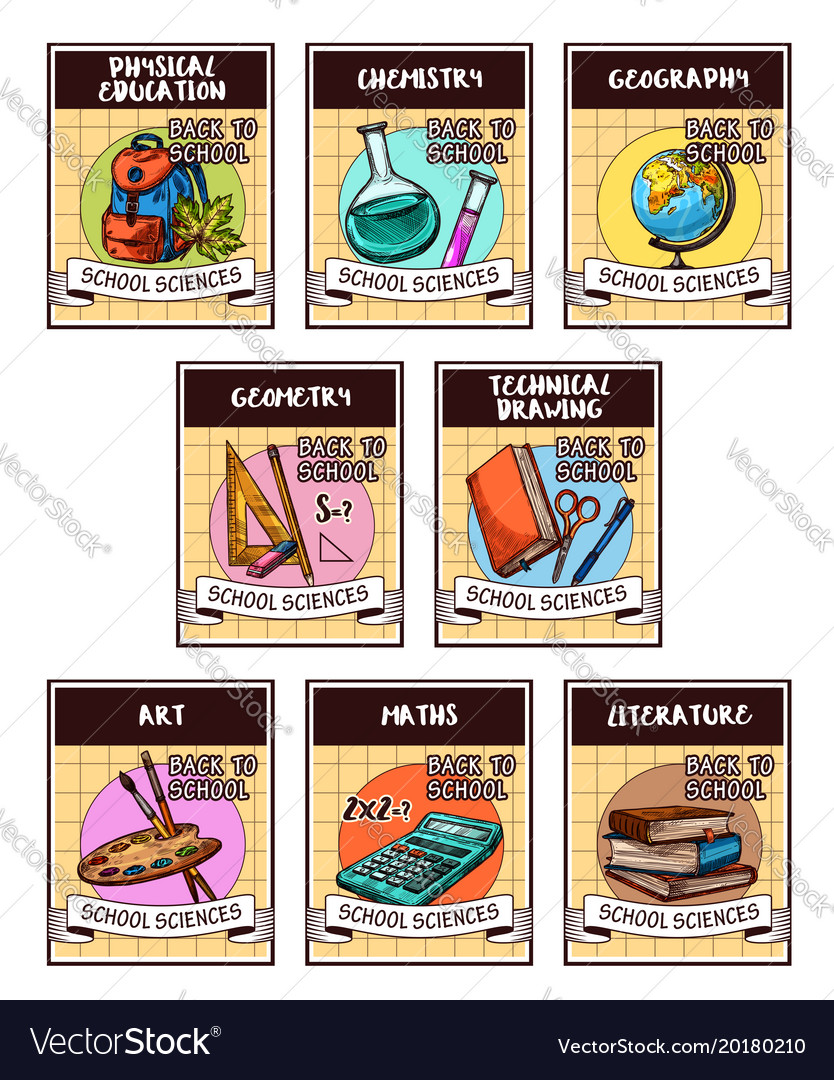 School science and education supplies card design