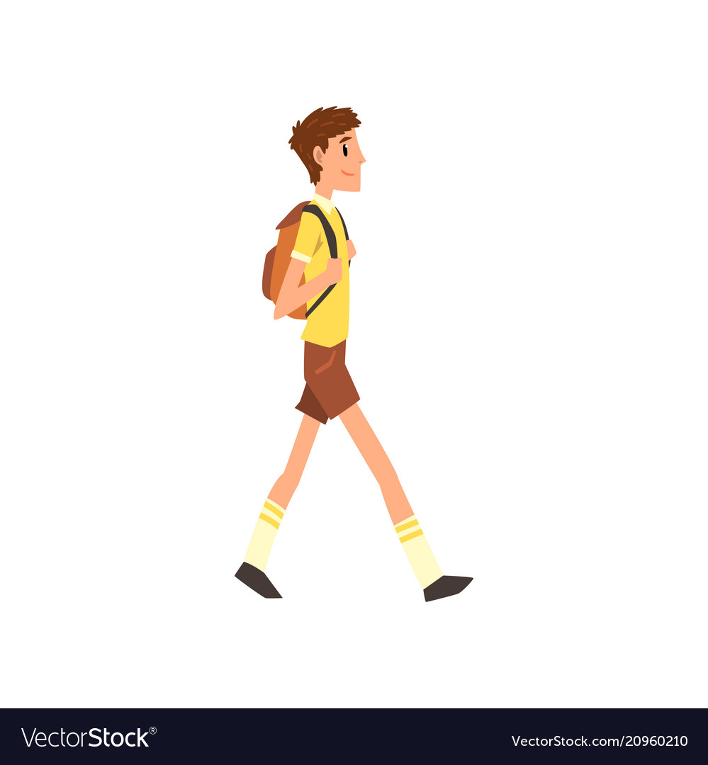 Young Man Walking With Backpack Active Healthy Vector Image