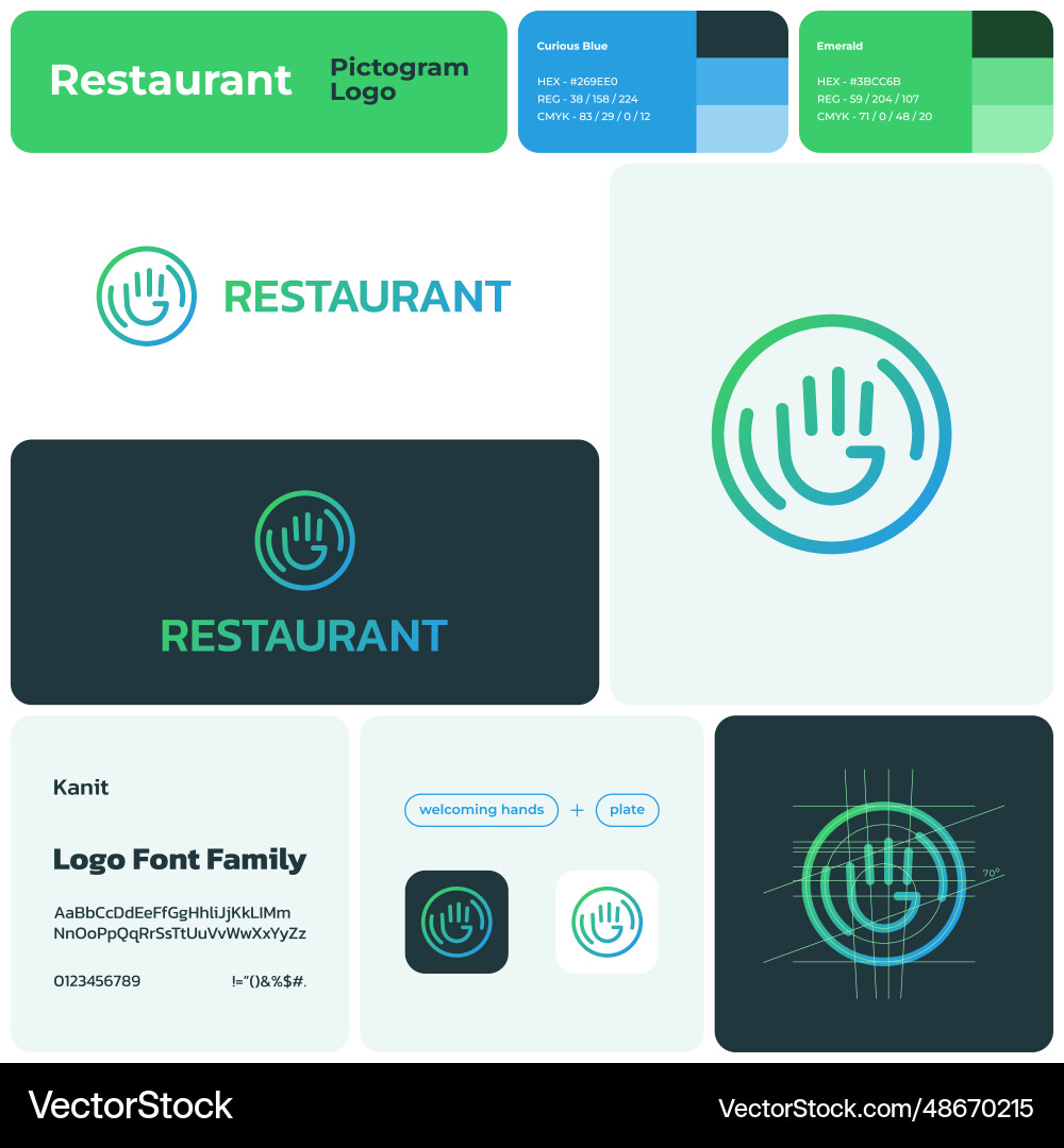 2d restaurant template with welcoming hands Vector Image