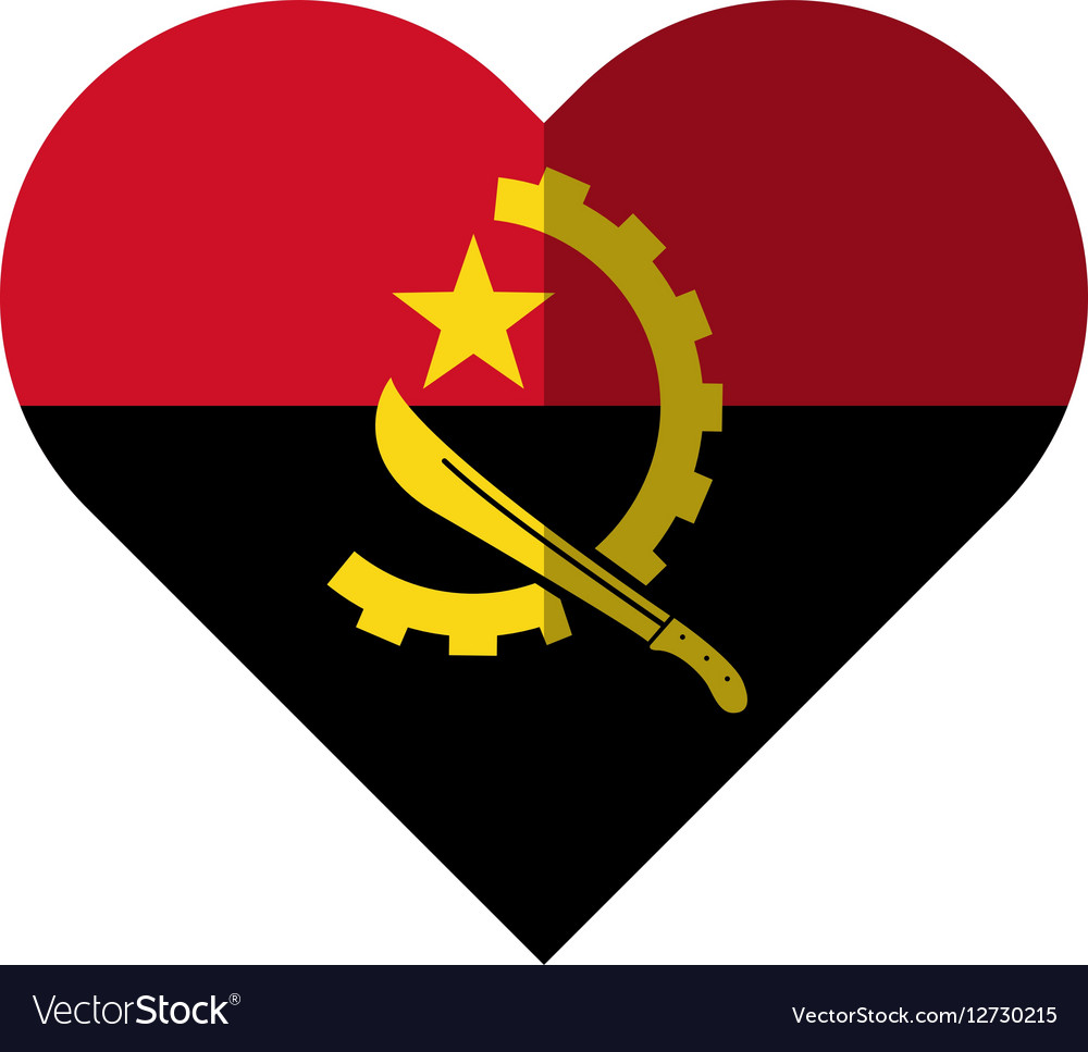 Angola flat heart flag Royalty Free Vector Image