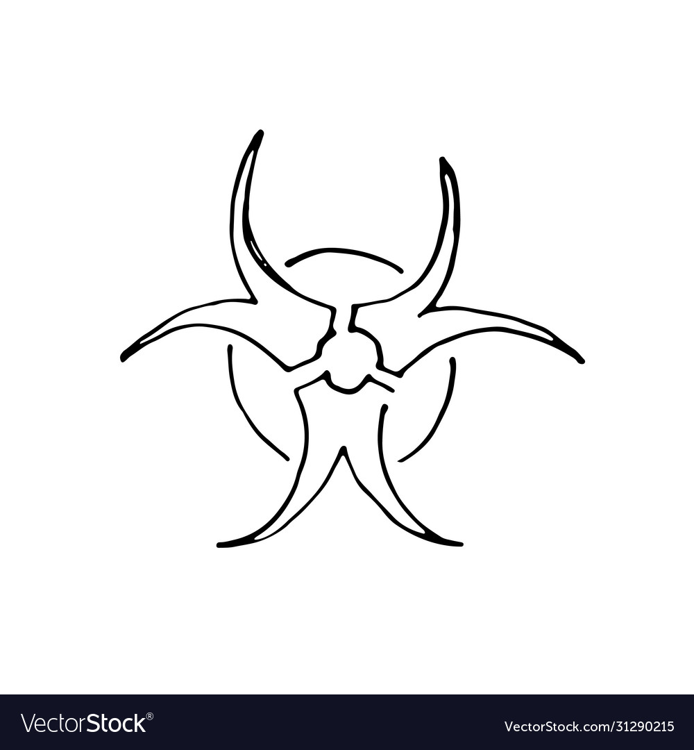 Biohazard symbol hand drawn icon isolated