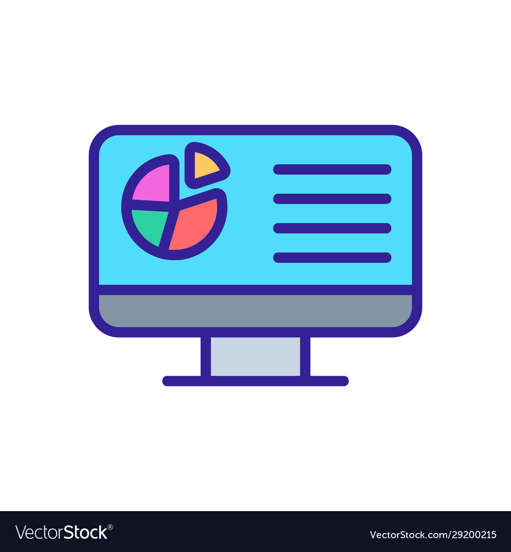 Chart on monitor icon isolated contour Royalty Free Vector