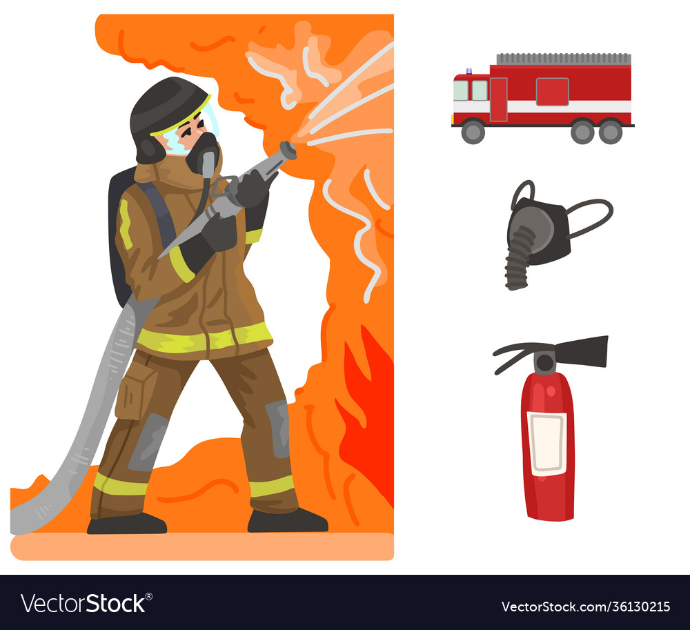 Firefighter and fire professions character Vector Image