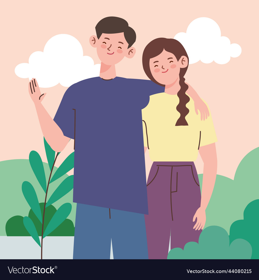 Korean lovers couple Royalty Free Vector Image