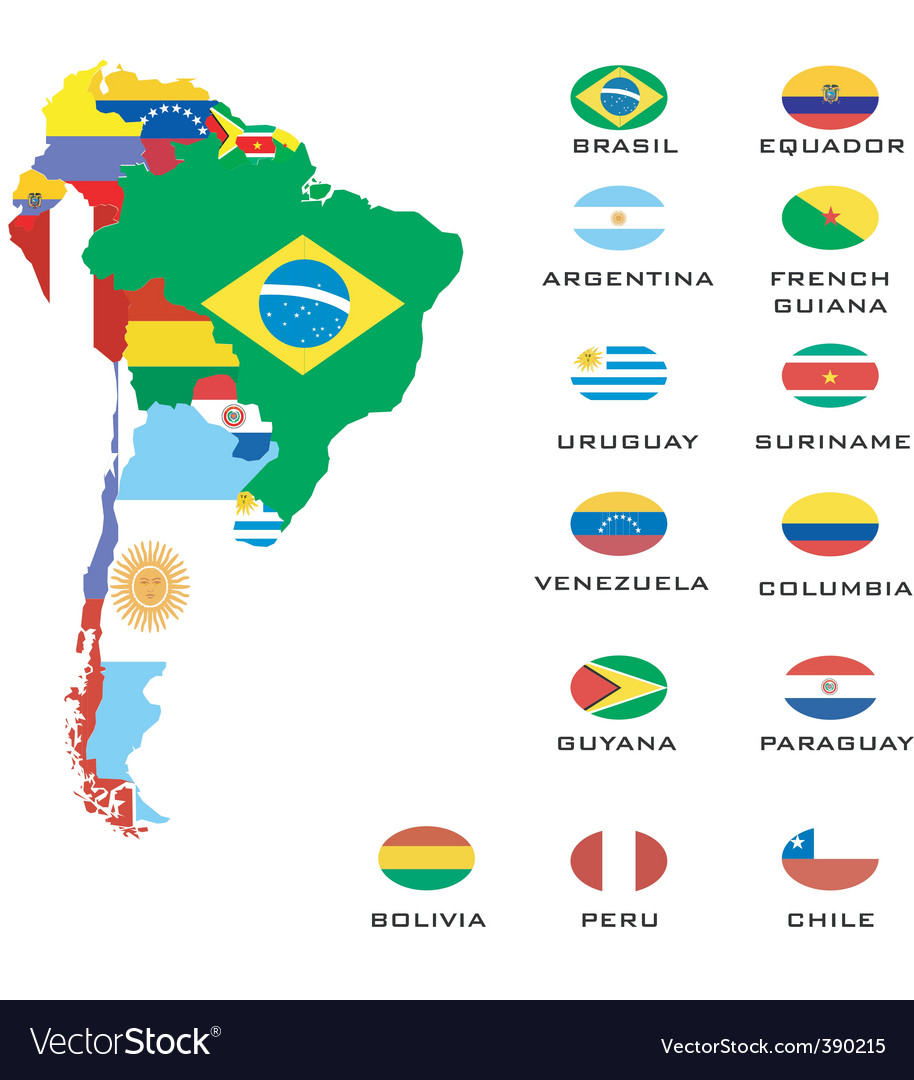 Map Of South America Royalty Free Vector Image